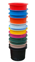 Image showing Stack of Colorful Tubs