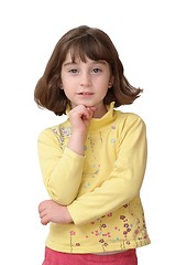 Image showing Thoughtful cute little girl isolated 