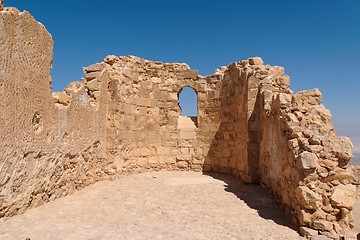 Image showing Ruins of ancient church with arched window