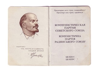 Image showing Soviet communist party membership card open