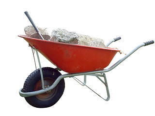 Image showing Wheelbarrow with Broken Concrete Fill