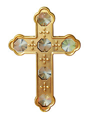 Image showing Gold Cross with Crystals