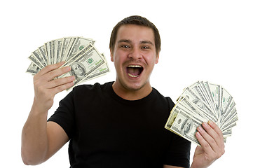 Image showing man happy with lots of money