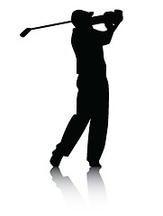 Image showing Golfer silhouette with Shadow