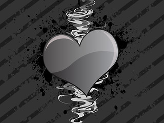 Image showing Gray Grunge Heart Background