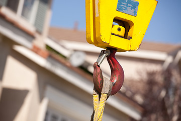 Image showing Yellow Crane Head with Red Hook