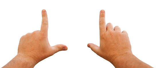 Image showing Male Hands Framing with Clipping Path