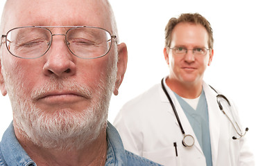 Image showing Concerned Senior Man with Doctor Behind