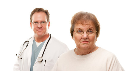 Image showing Concerned Senior Woman with Doctor Behind
