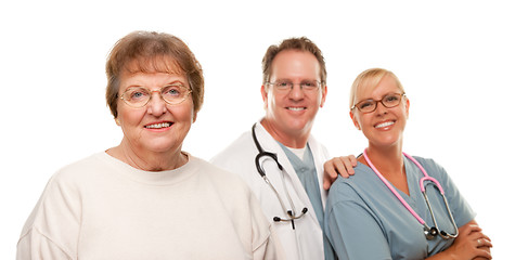 Image showing Smiling Senior Woman with Medical Doctor and Nurse Behind