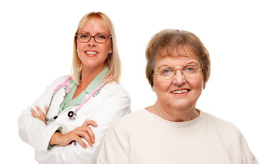 Image showing Smiling Senior Woman with Doctor Behind