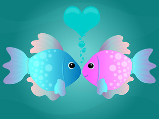 Image showing Cartoon Kissing Fish