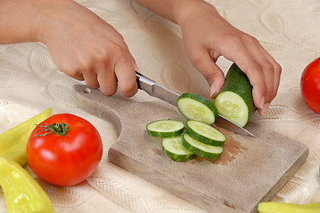 Image showing Preparing vegetable salad