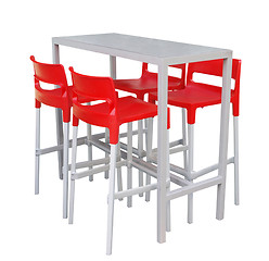 Image showing Tall Table with Red Chairs