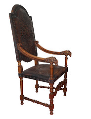 Image showing Ornate Antique Leather Chair 