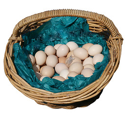 Image showing Fresh Farm Eggs in a Basket 