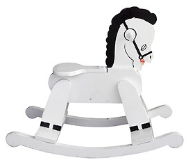 Image showing Old White Rocking Horse