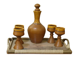 Image showing Beakers and Carafe on a Tray