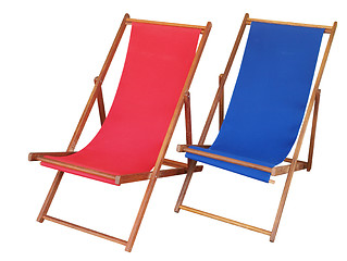 Image showing Two Deckchairs