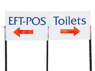 Image showing Eft-Pos and Toilet Sign