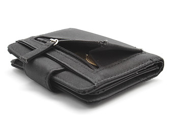 Image showing Black wallet with coins isolated on white