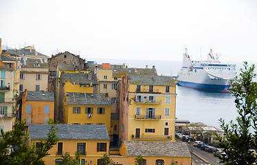 Image showing cruise ship in harbor old port bastia corsica