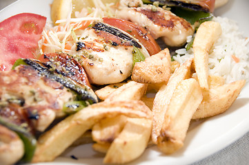Image showing chicken souvlaki dinner greece