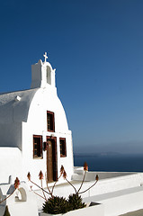 Image showing greek island church over the caldera oia santorini mediterranean