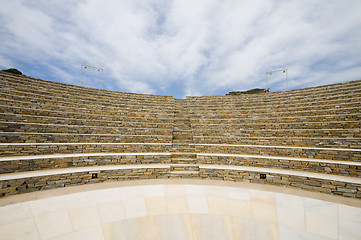 Image showing amphitheater overlooking Milopotas beach Aegean sea Ios Greek Cy