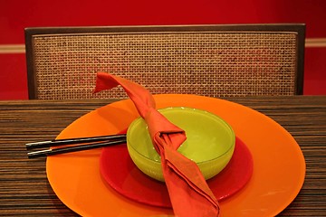 Image showing Orange plates