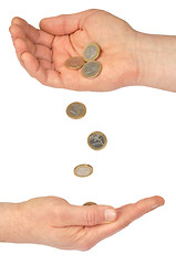 Image showing Hands and Coins