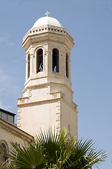 Image showing bell tower spire agia napa greek orthodox cathedral lemesos cypr