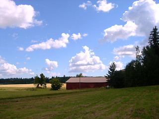 Image showing Meadow, the sky and clouds