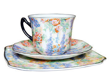 Image showing Floral Cup saucer and Plate