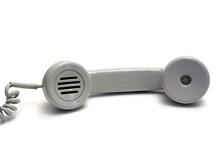 Image showing gray telephone receiver isolatd on white