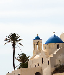 Image showing Greek Island church blue dome Ios Cyclades Islands