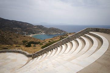 Image showing amphitheater Milopotas Mylopotas beach Aegean sea Ios Greek isla