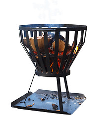 Image showing Brazier with Wood Fire