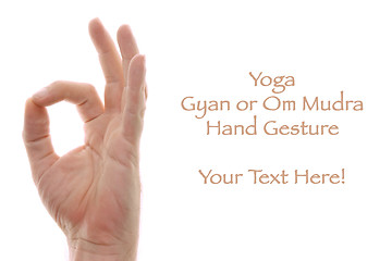 Image showing hand in om position gesture on white
