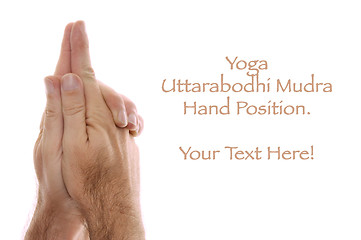 Image showing hand in Uttarabodhi mudra gesture isolated on white