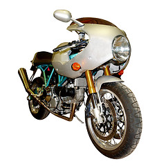 Image showing Teal and Silver Motorbike