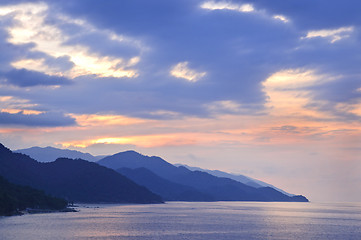 Image showing Tropical Mexican coast at sunset