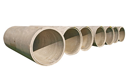 Image showing A Line of Concrete Pipes