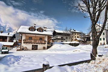 Image showing Snow on the Dolomites Mountains, Italy