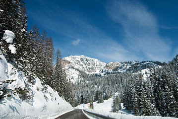 Image showing Snow on the Dolomites Mountains, Italy