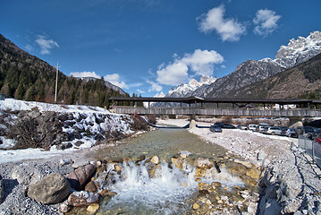 Image showing Snow on the Dolomites Mountains, Italy