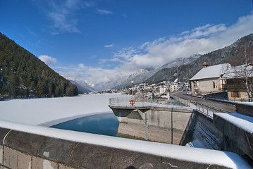 Image showing Snow on the Dolomites Mountains, Italy