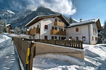 Image showing Snow on the Dolomites Mountains, Italy