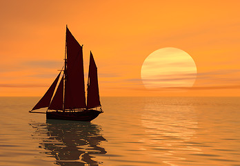 Image showing sunset boat