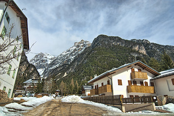 Image showing Snow on the Dolomites Mountains, Italy